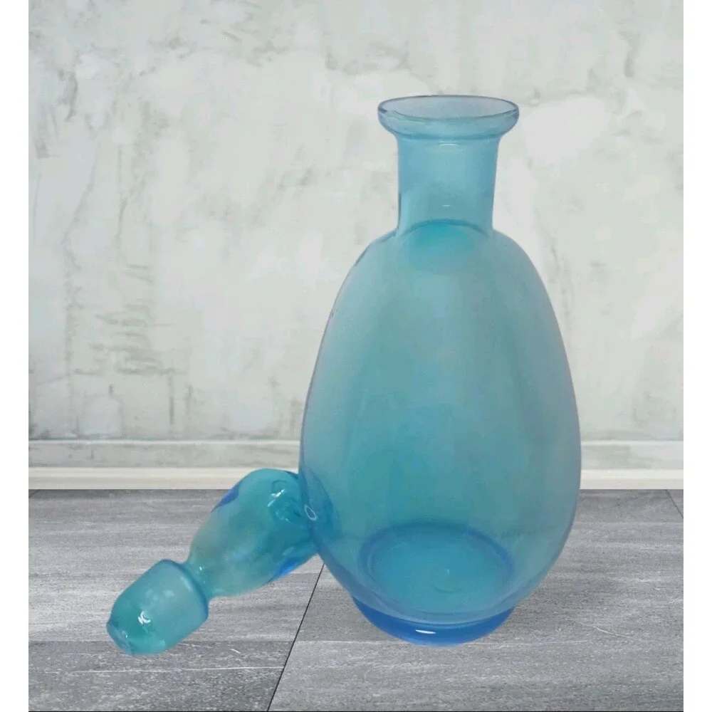 Vtg 1960's EMPOLI Turquoise Blue Hand Blown 9